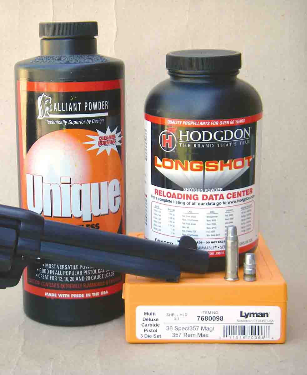 Alliant Unique and Hodgdon Longshot powders are good choices for .38 Special loads containing 173-grain Keith cast bullets.